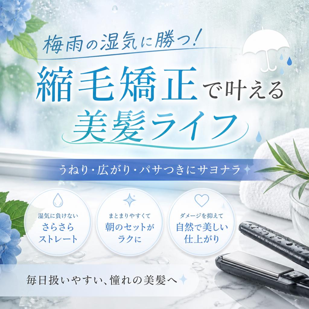 梅雨の湿気に勝つ！縮毛矯正で叶える美髪ライフ